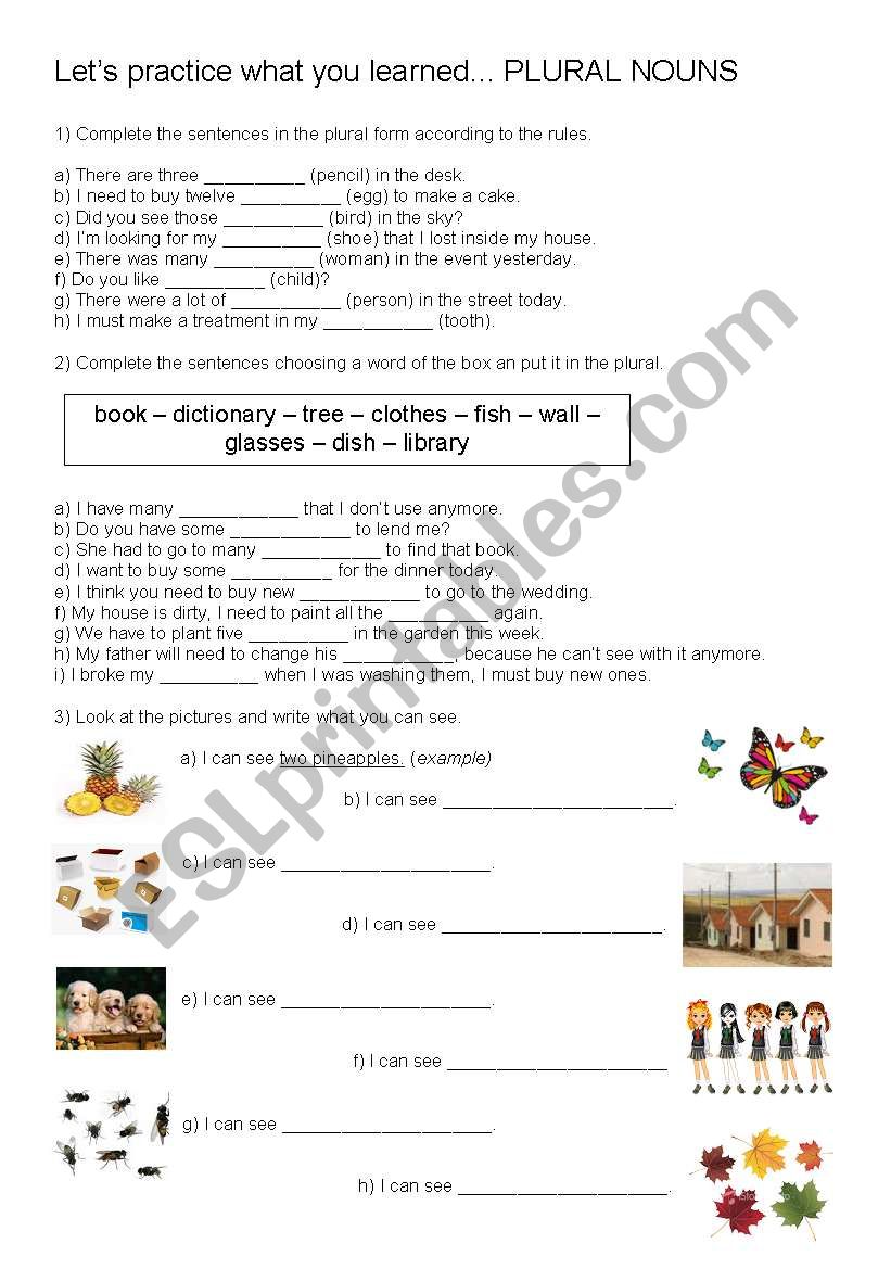 Activities with plural and numbers