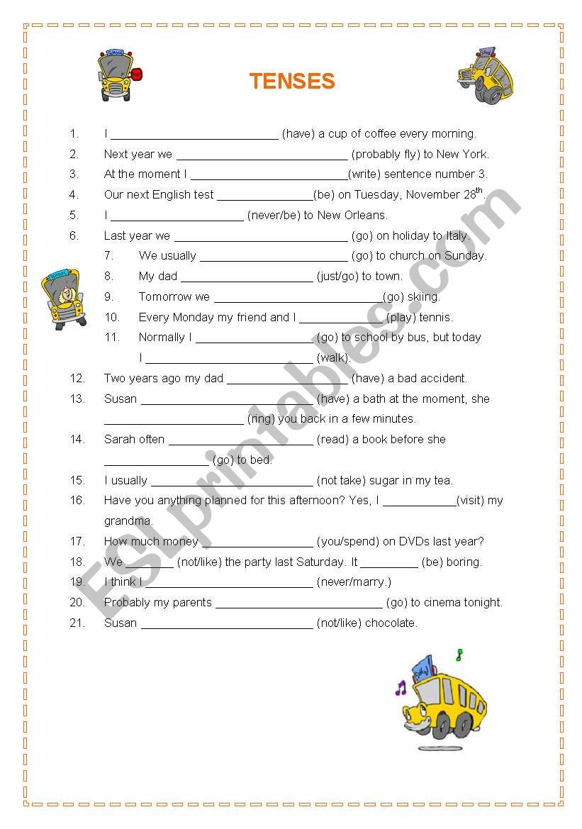 MIXED   TENSES   WITH   KEY worksheet
