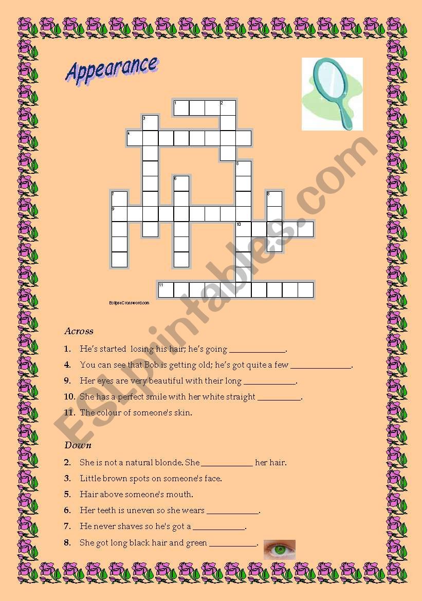 Facial features worksheet