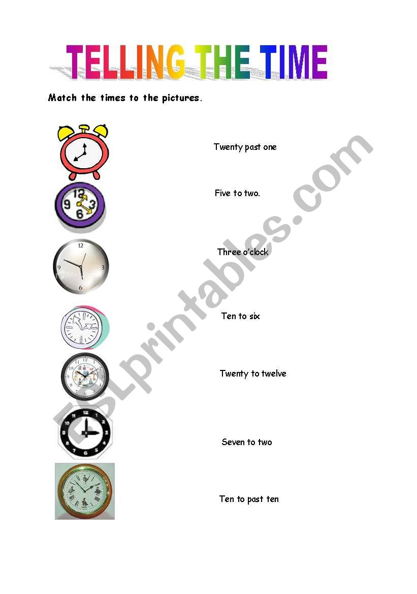 telling the time worksheet