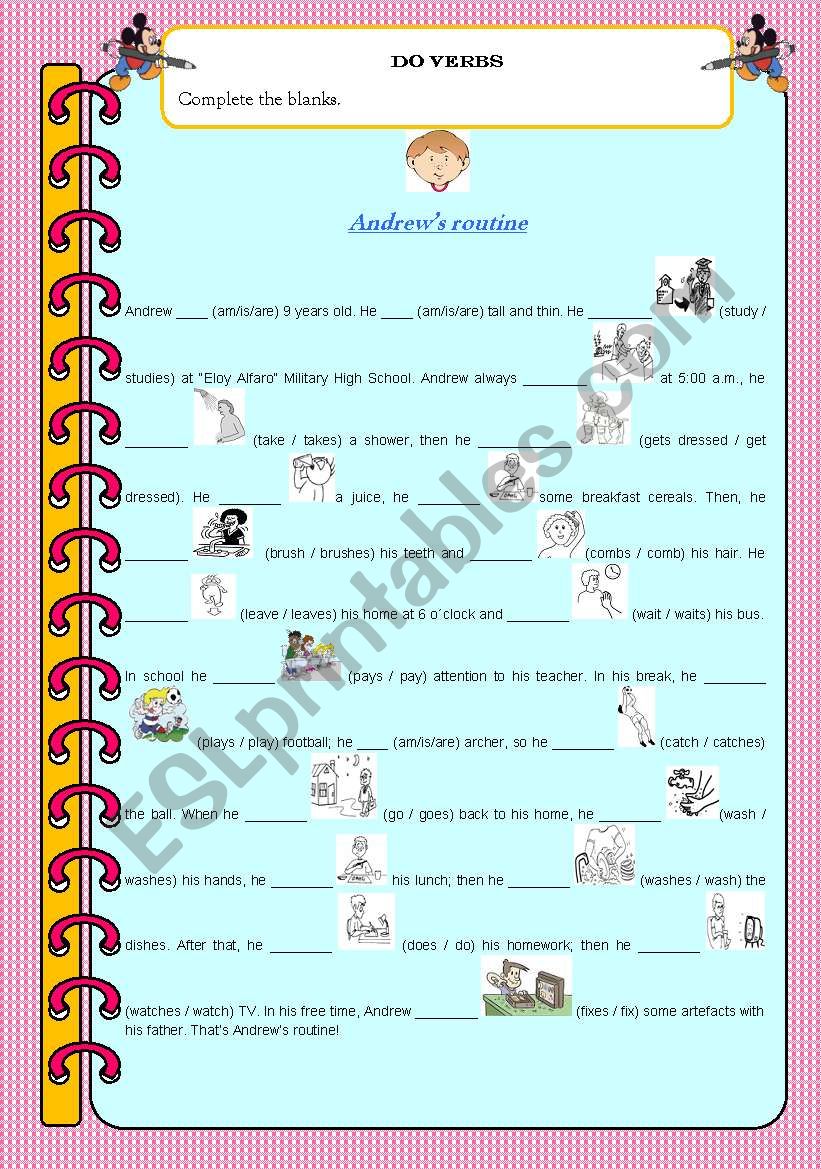 Action Verbs worksheet