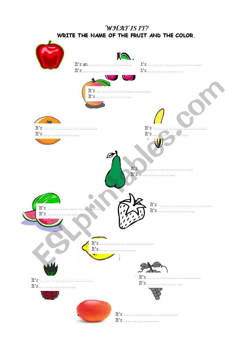 FRUITS worksheet