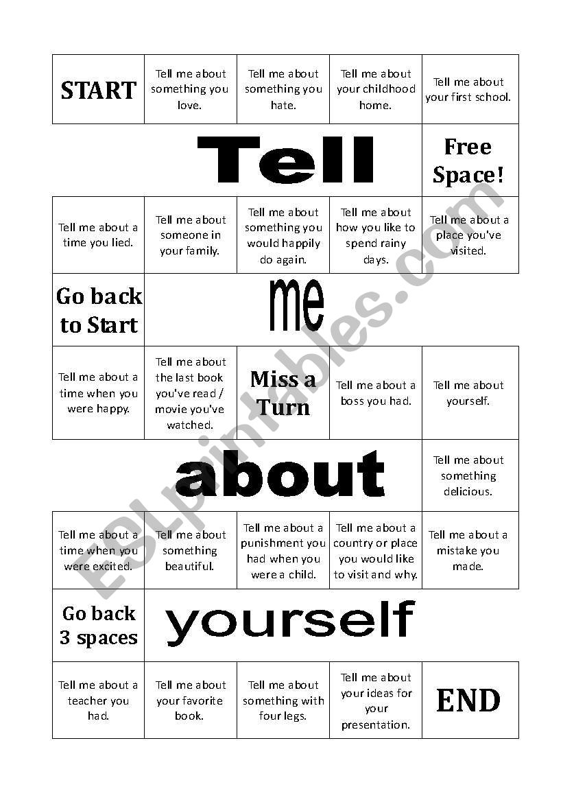 Tell me about yourself - Discussion Board Game