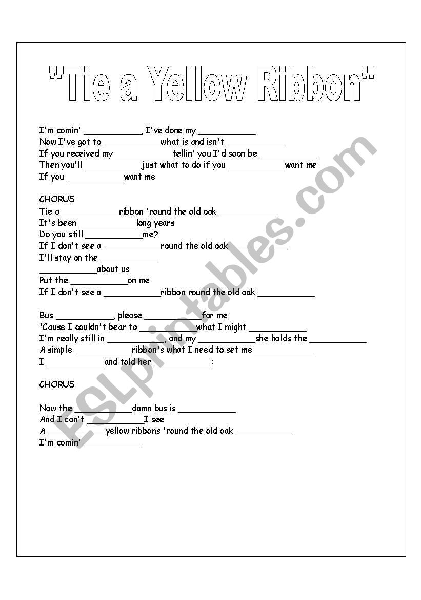 Tie a Yellow Ribbon worksheet