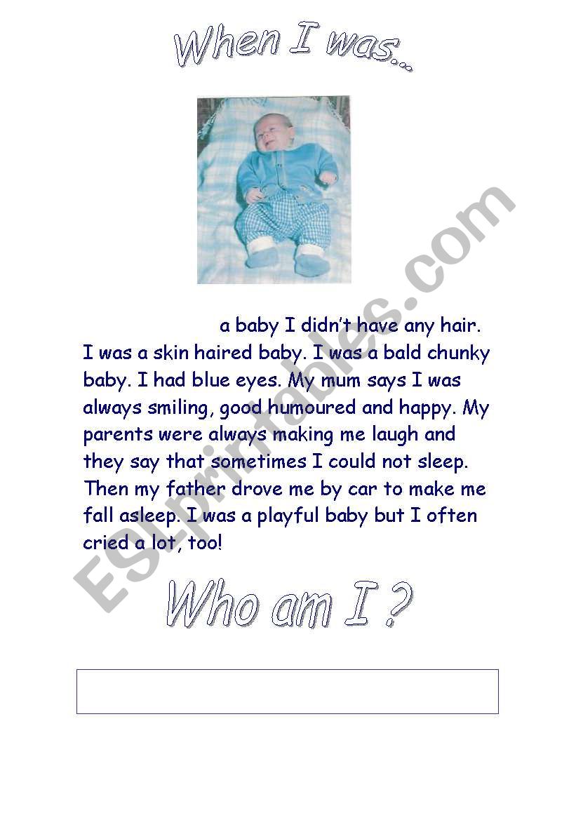 when i was a baby... worksheet