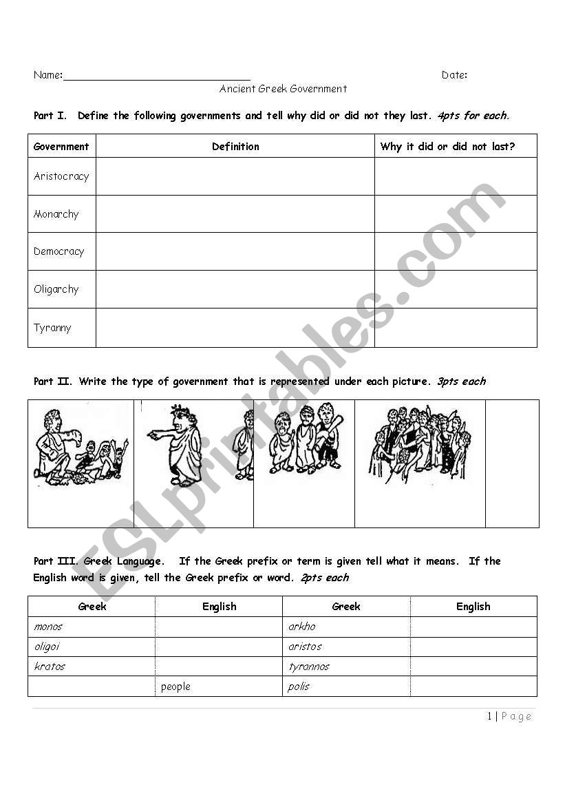 Ancient Greece Government Test