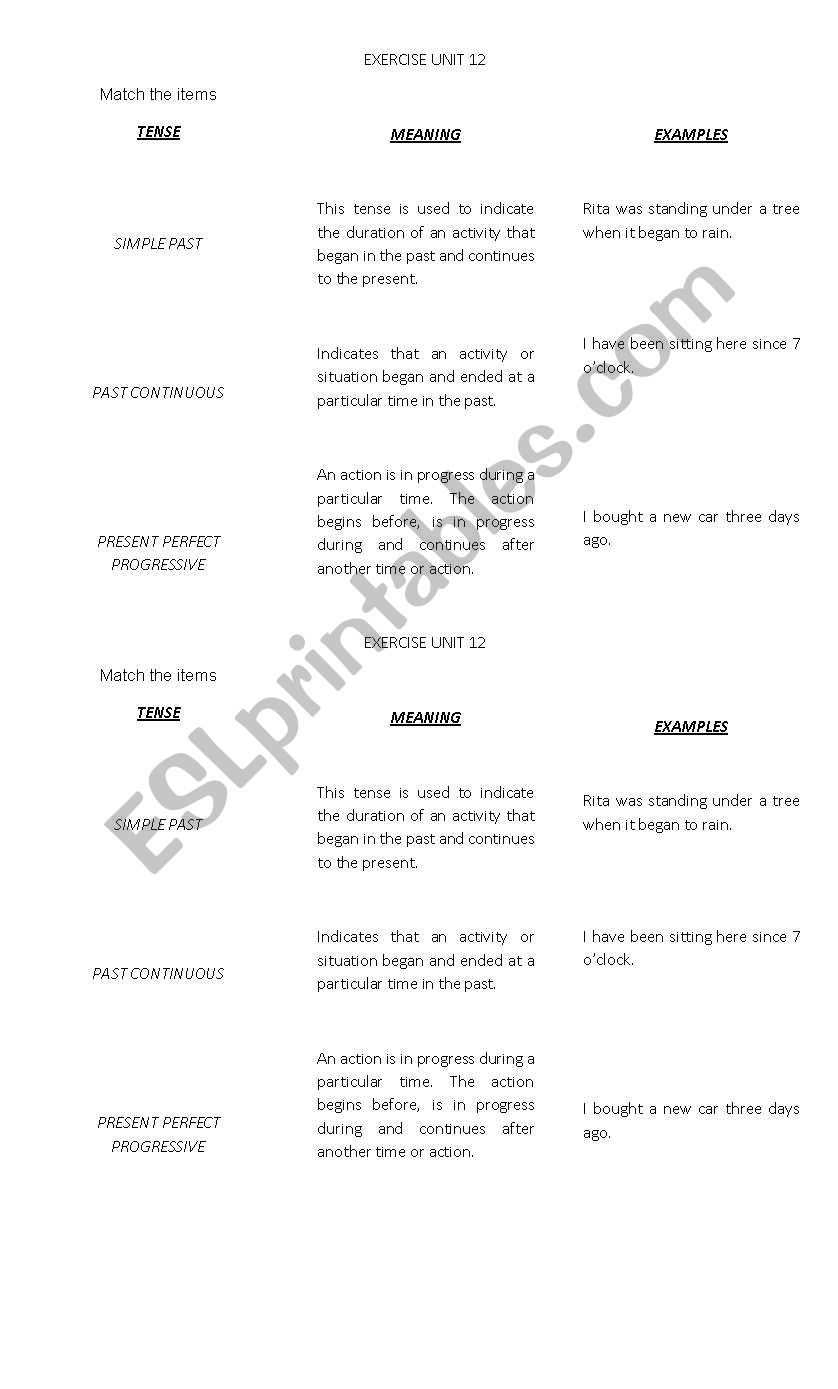 tenses worksheet