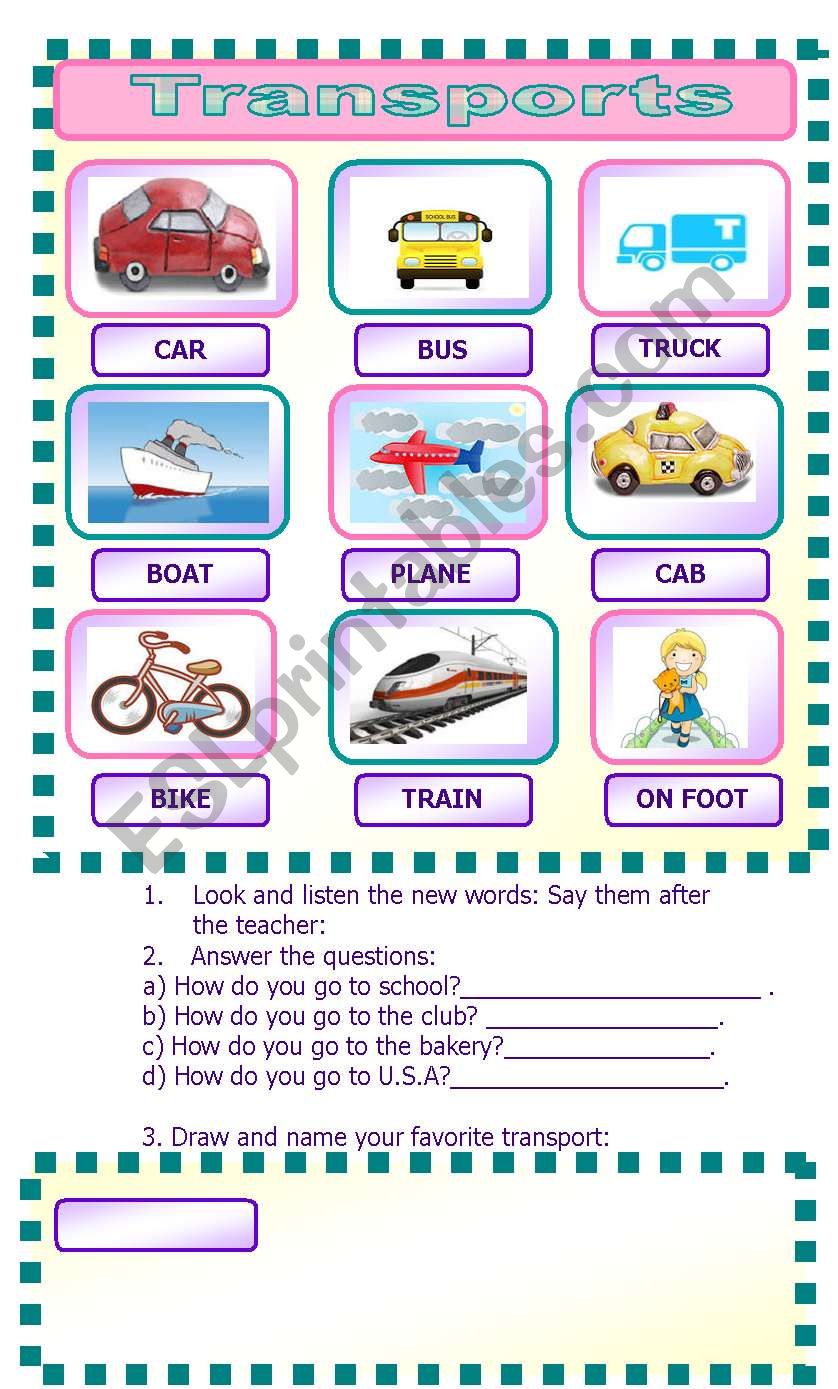 transports worksheet