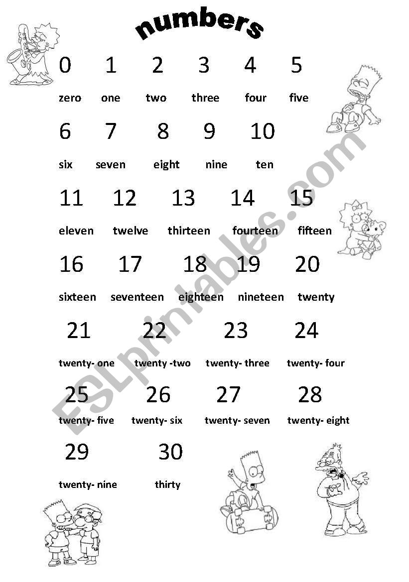 NUMBERS worksheet