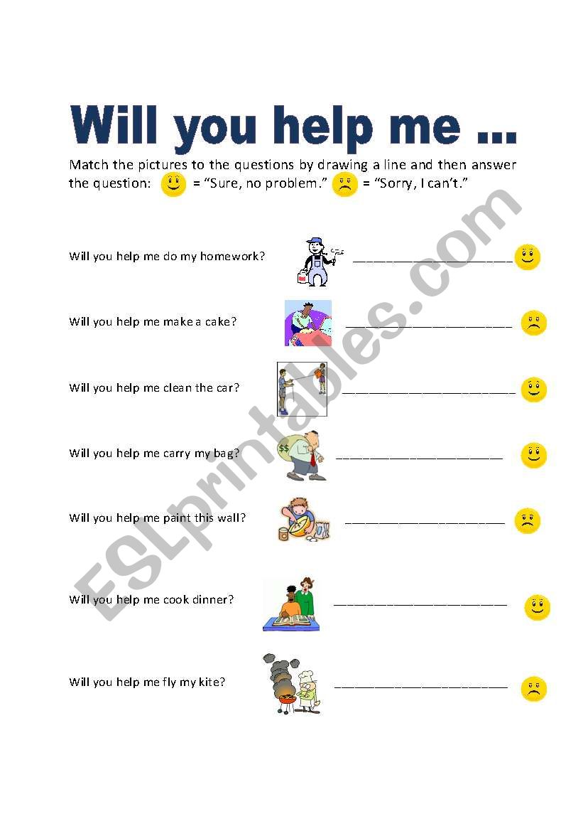 Will you help me .... worksheet