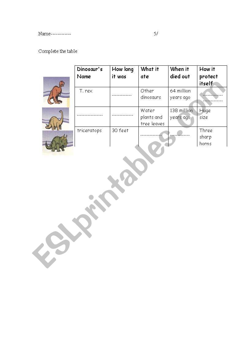 dinosaur quiz worksheet