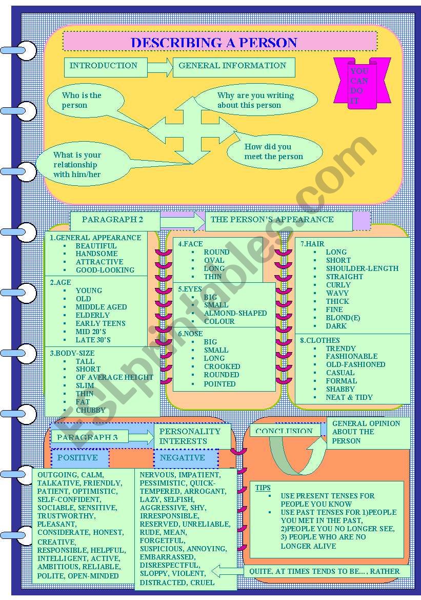 DESCRIBING A PERSON worksheet