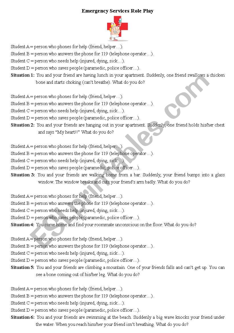 Emergency Services Roleplay worksheet