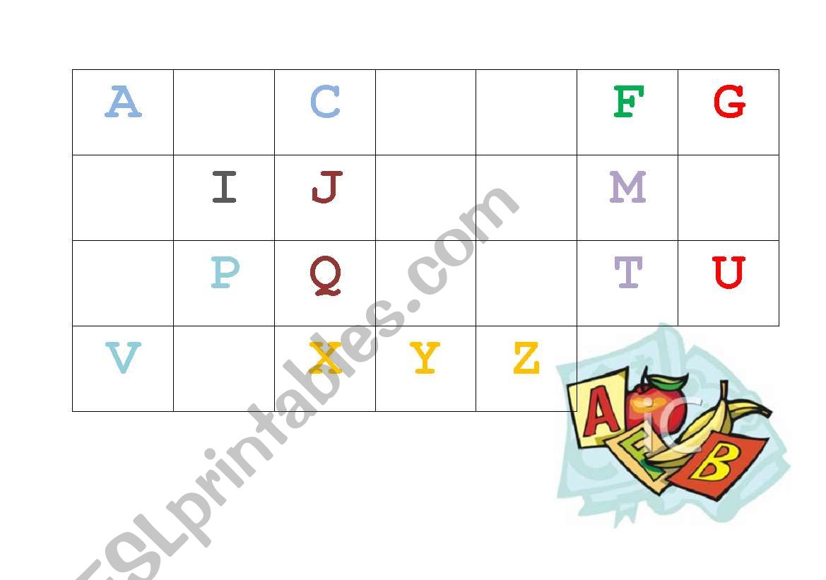 Filling the gaps - alphabet worksheet