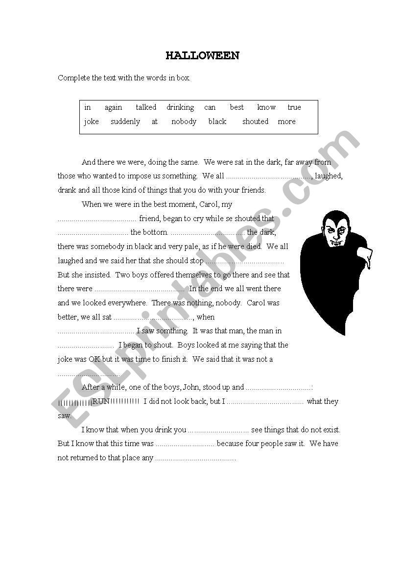 Terror Story-Halloween worksheet