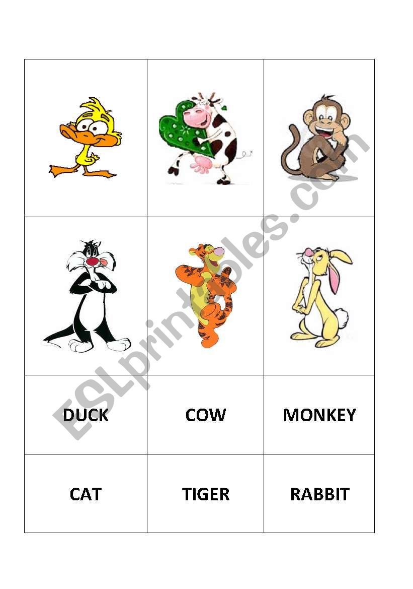 Animals card part 2 worksheet