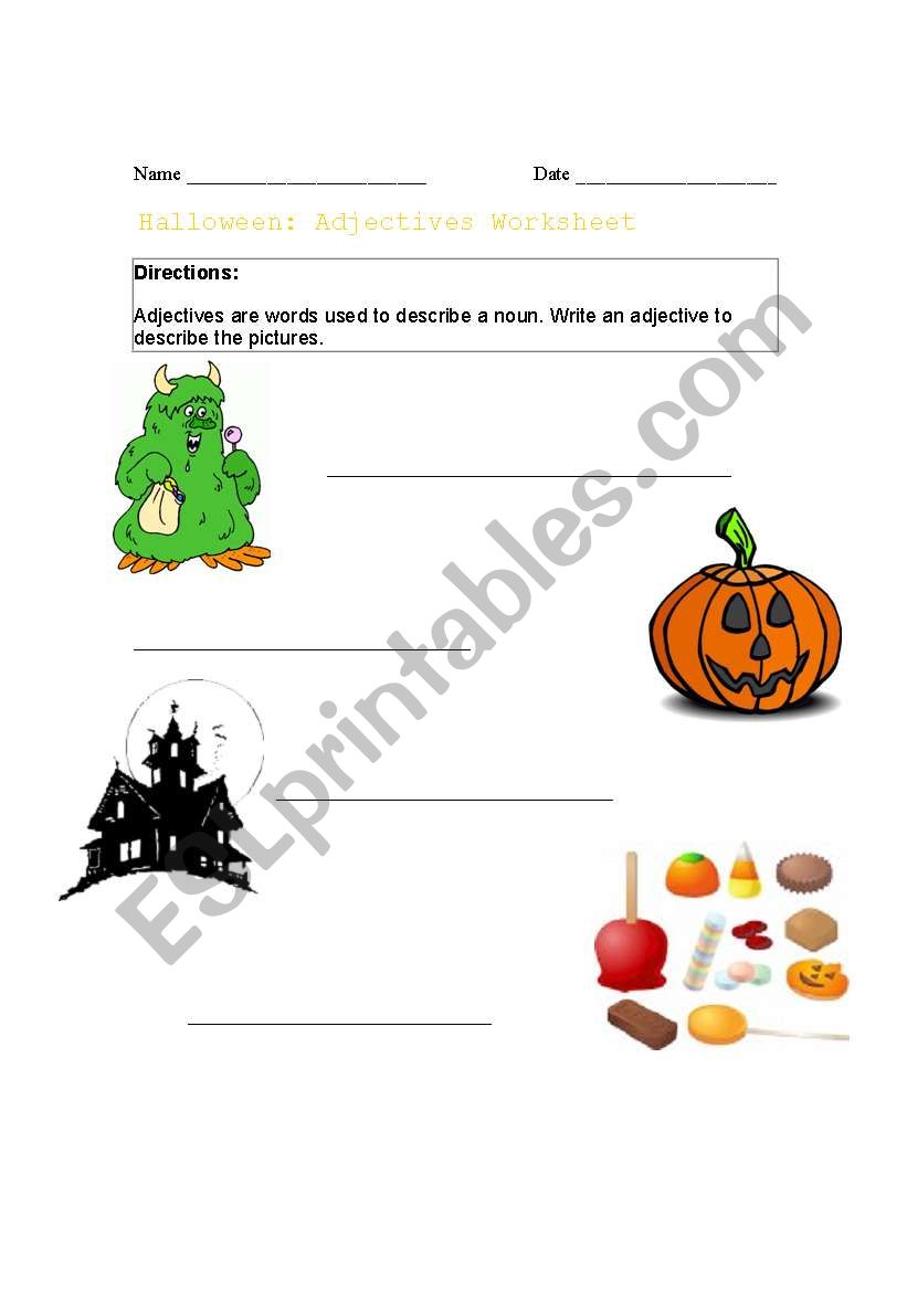 Halloween Adjectives worksheet