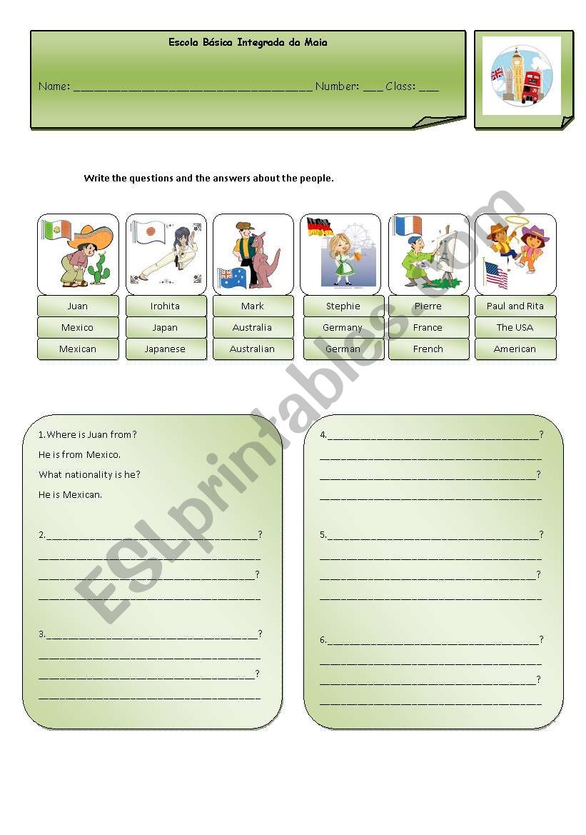 Countries and nationalities  worksheet