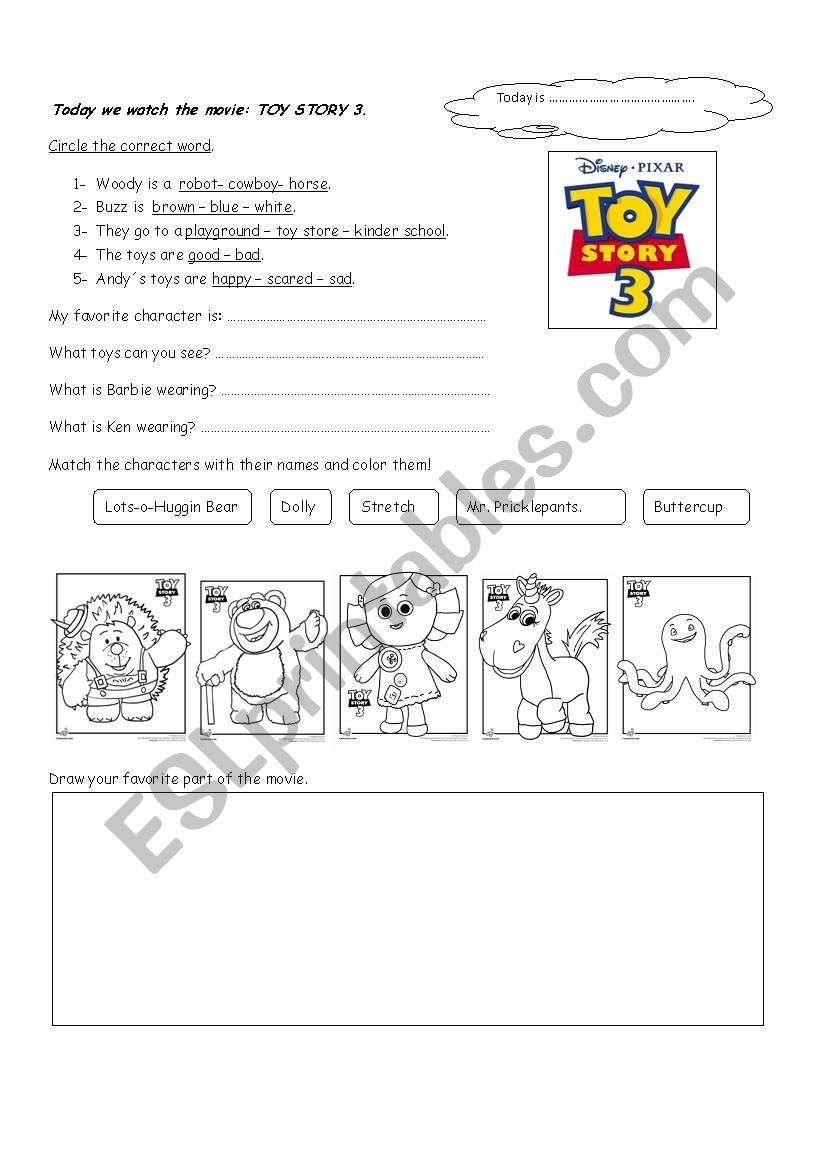 toy story 3 worksheet