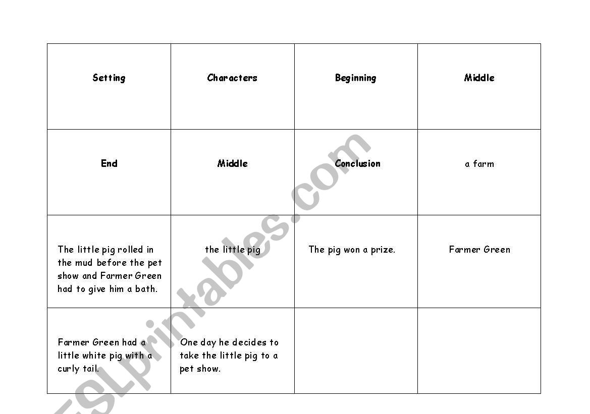 Story Elements worksheet