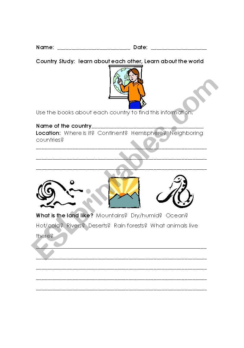 country study activity worksheet