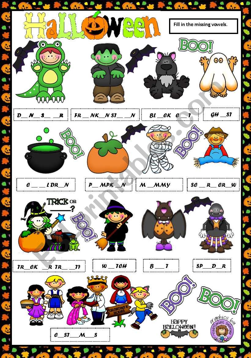 HALLOWEEN VOCABULARY - MISSING VOWELS