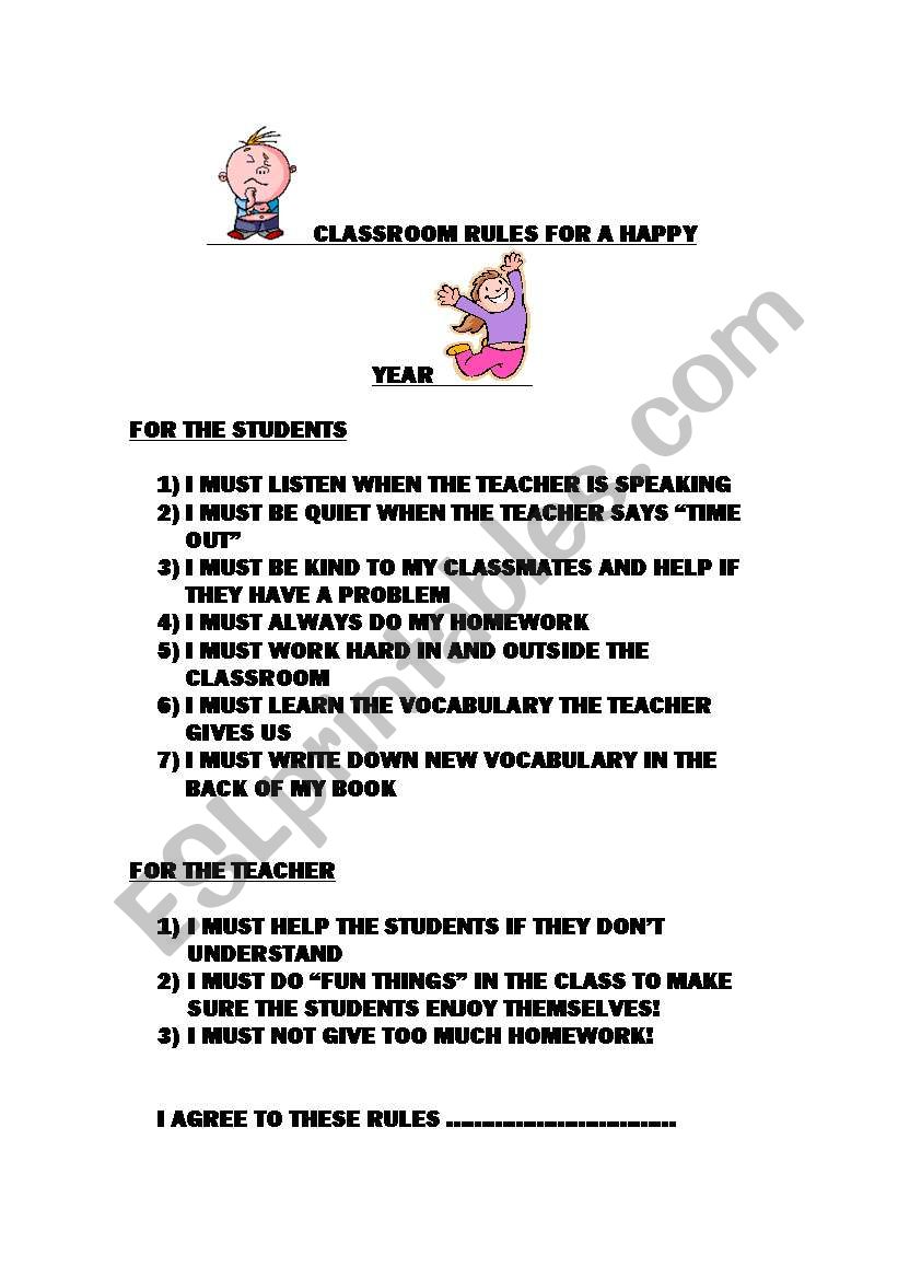 CLASSROOM RULES worksheet