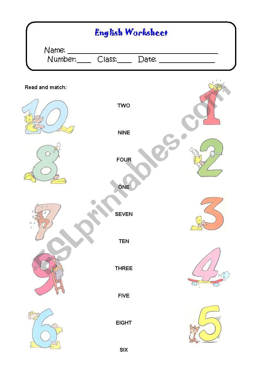 Numbers worksheet