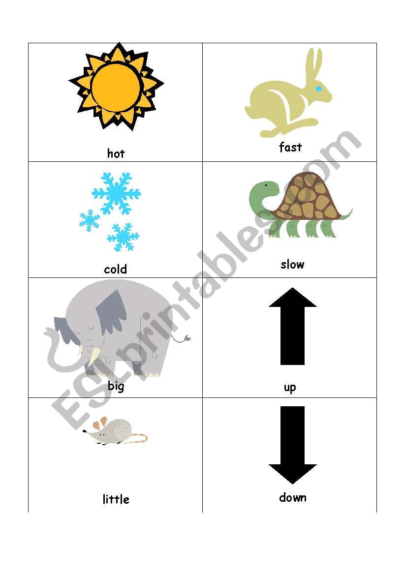 Antonyms picture carts set 1 worksheet