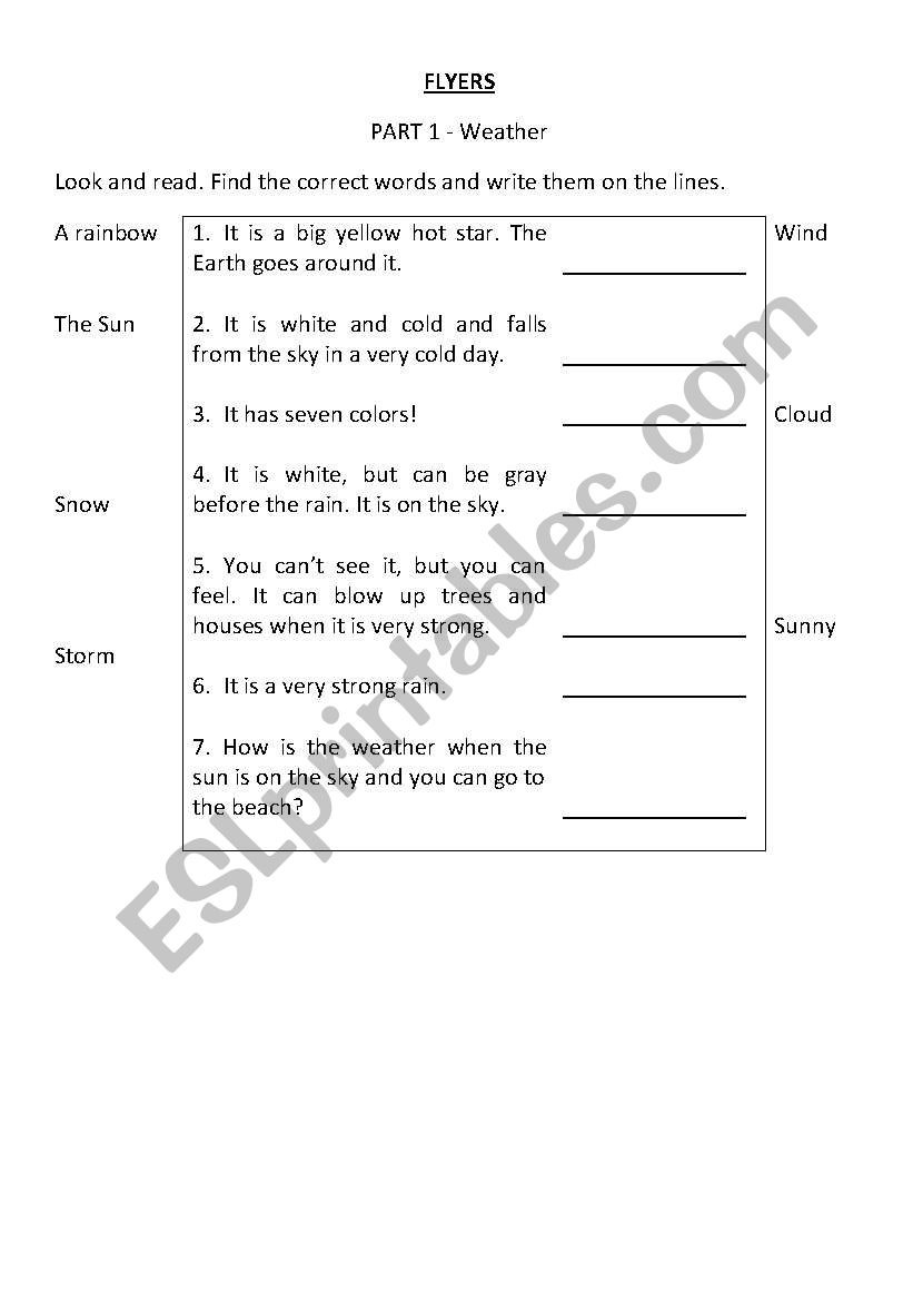 Flyers test - Part 1 to 4 - Cambridge - Focus on weather