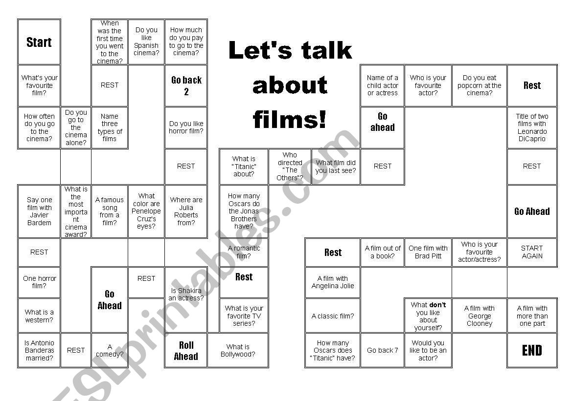 game about the cinema worksheet