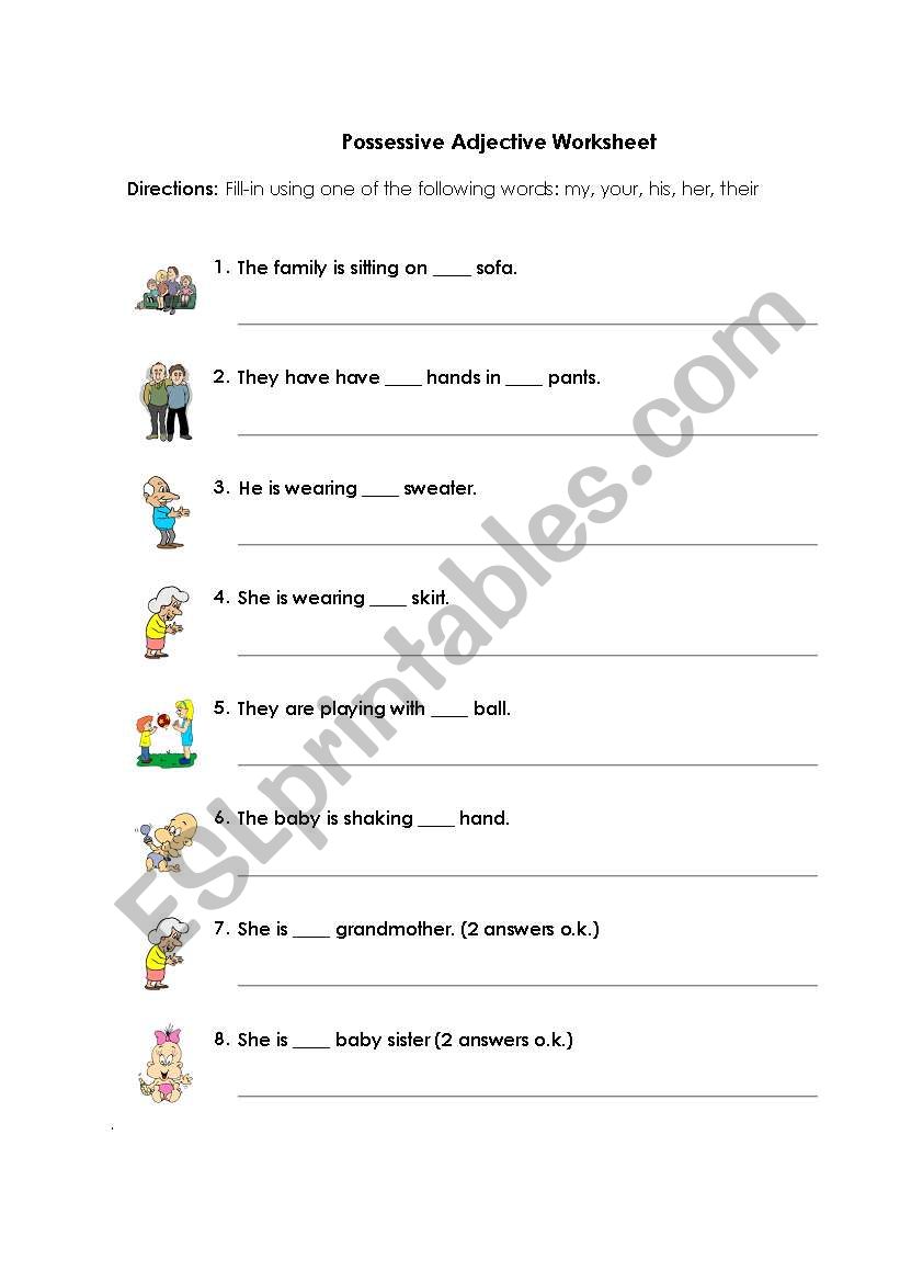 POSSESSIVE ADJECTIVES worksheet