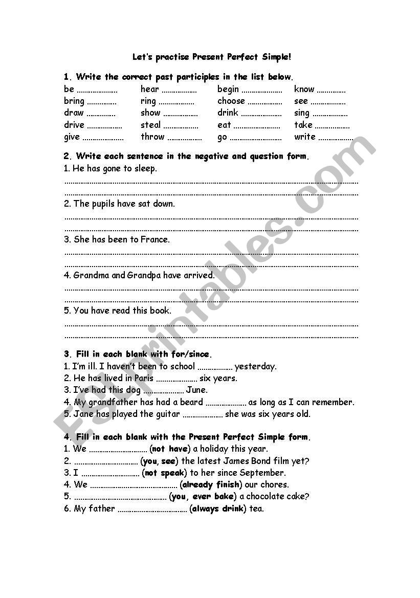 lets practise present perfect simple!