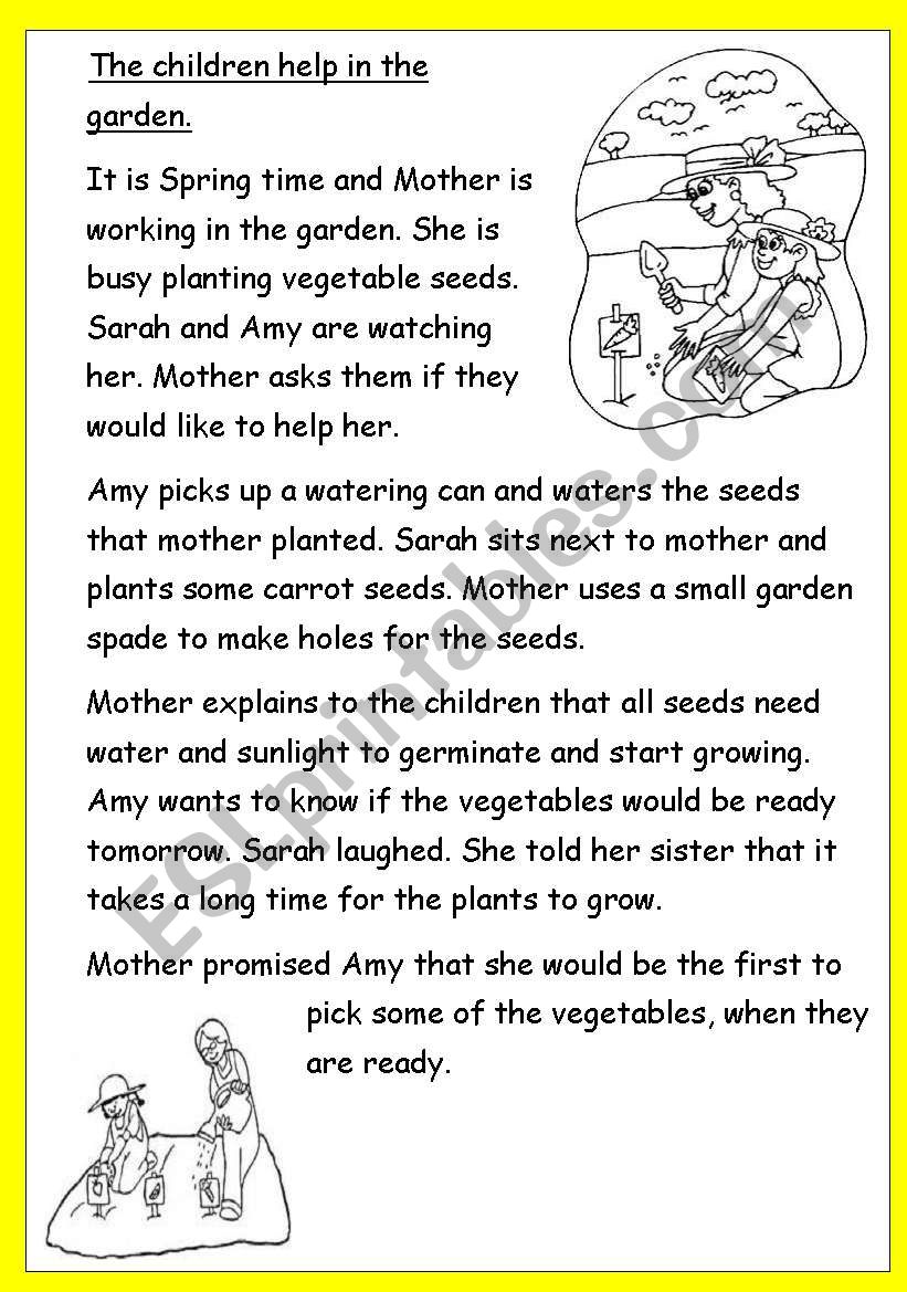 The children helps in the garden