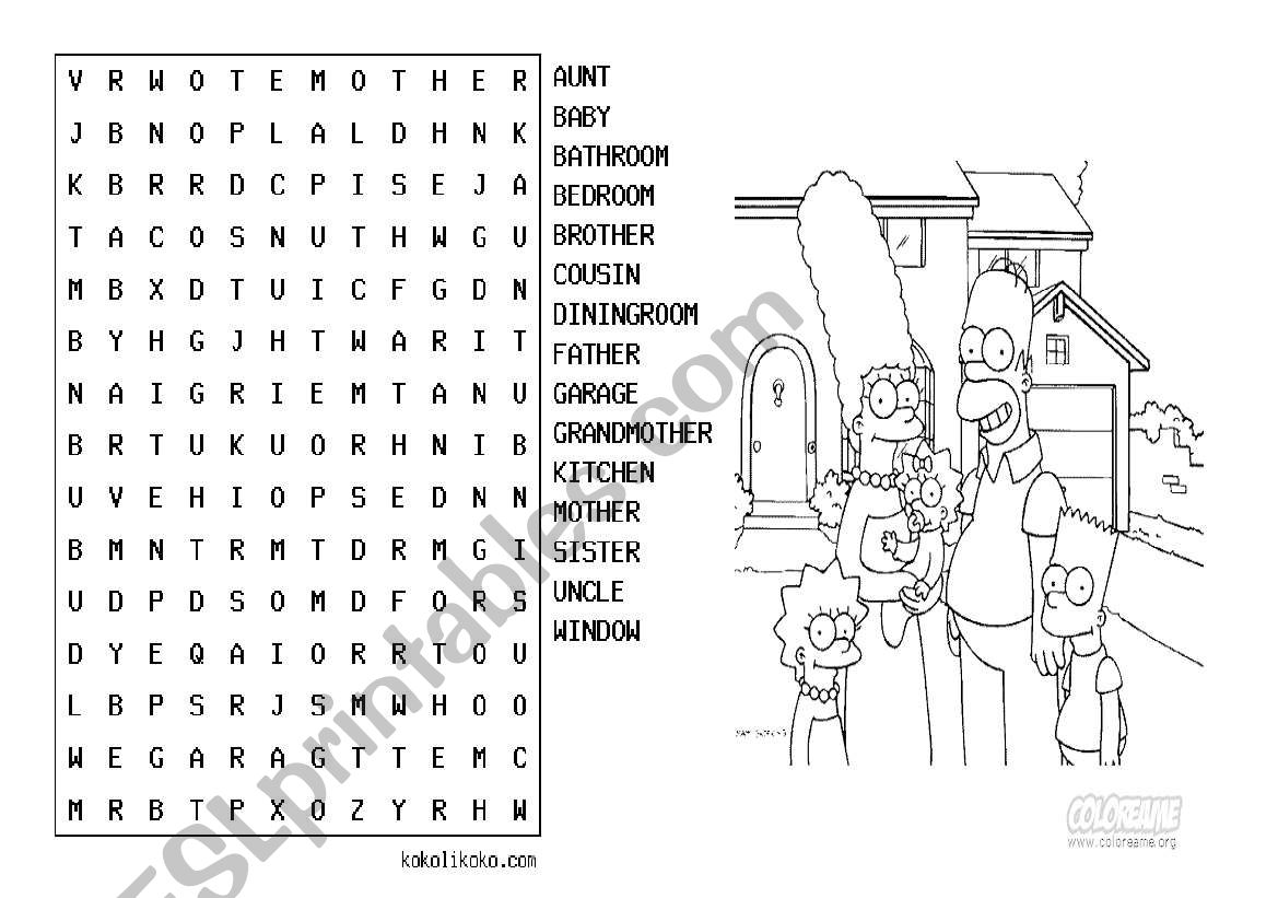 Family and Houses Parts worksheet