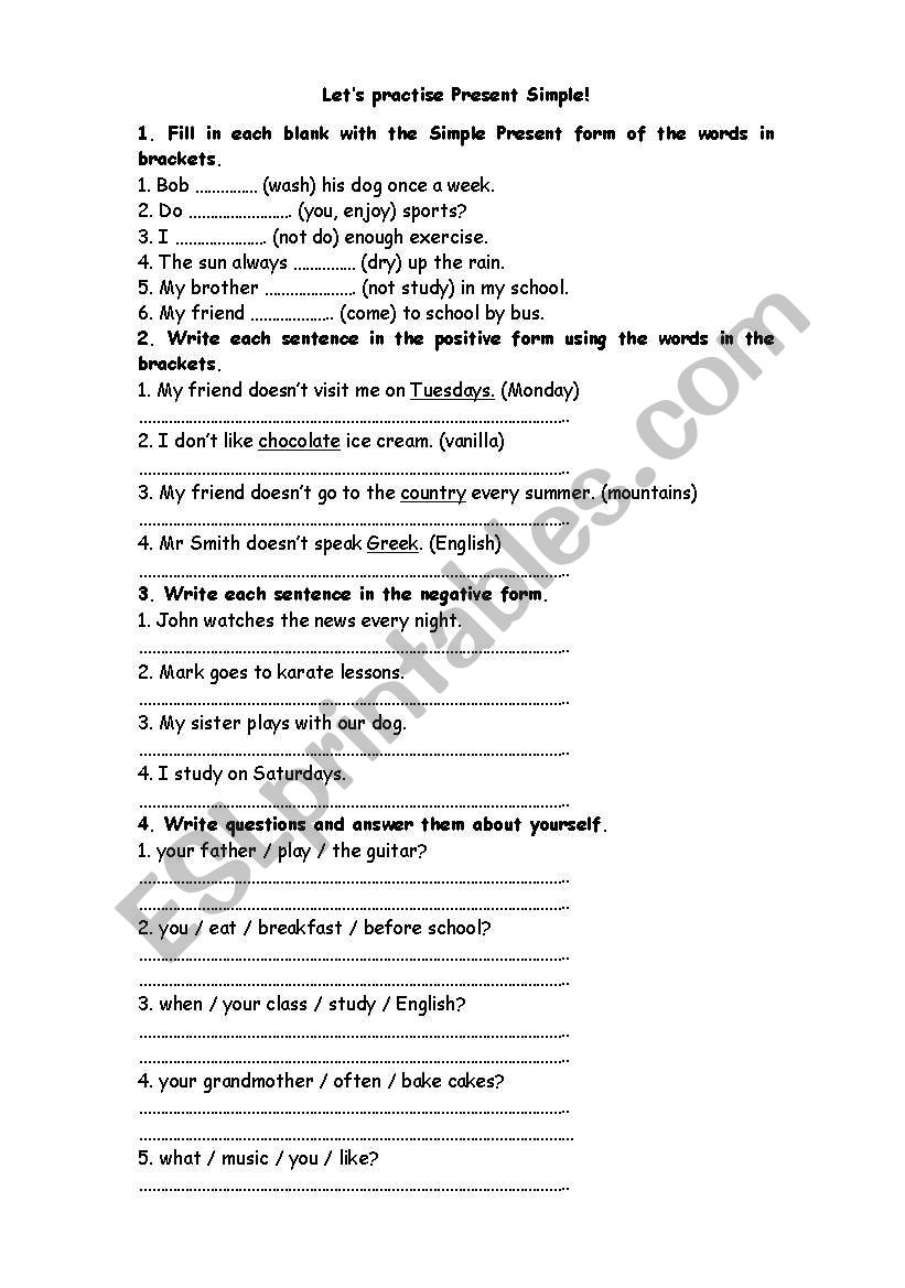 lets practise simple present worksheet