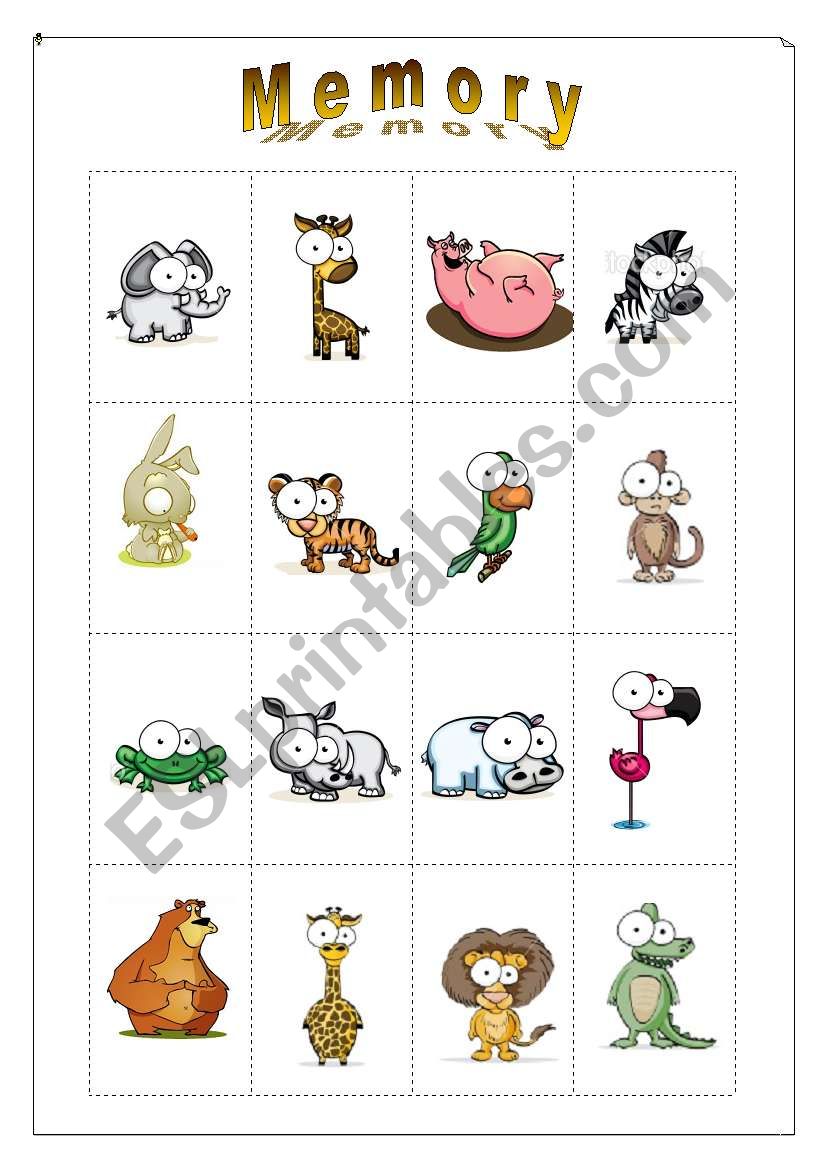 Animals-Memory worksheet