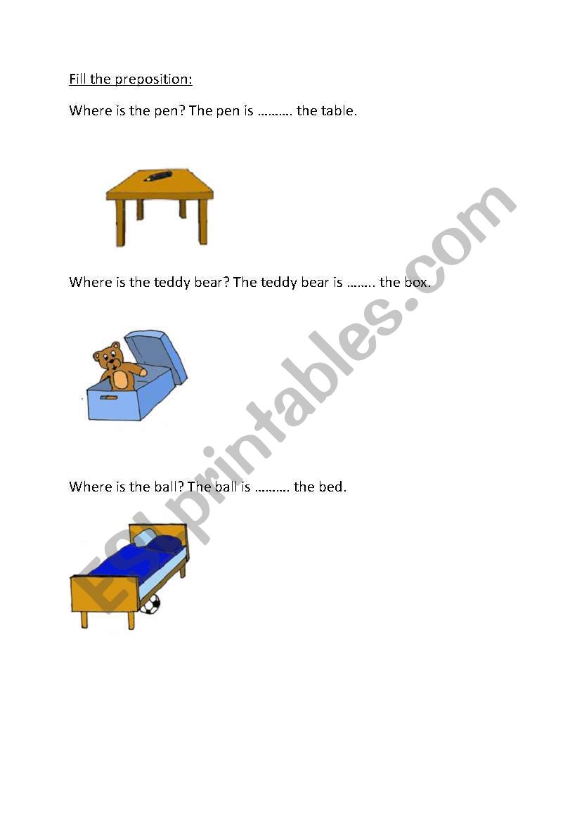 Prepositions worksheet