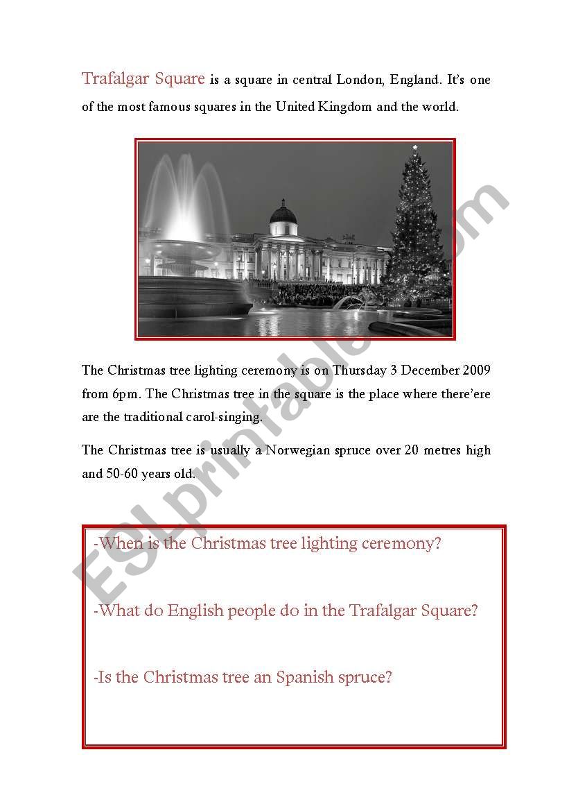 TRAFALGAR SQUARE worksheet