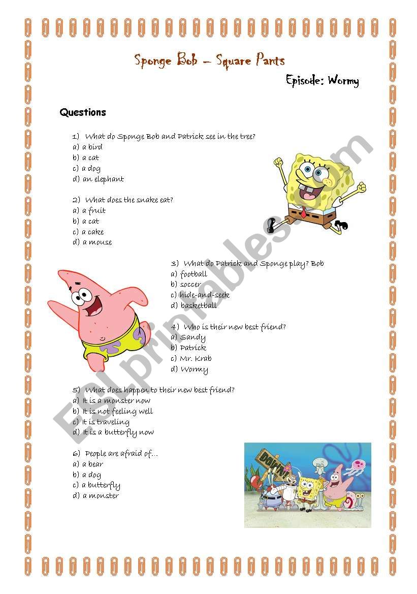 Sponge Bob worksheet