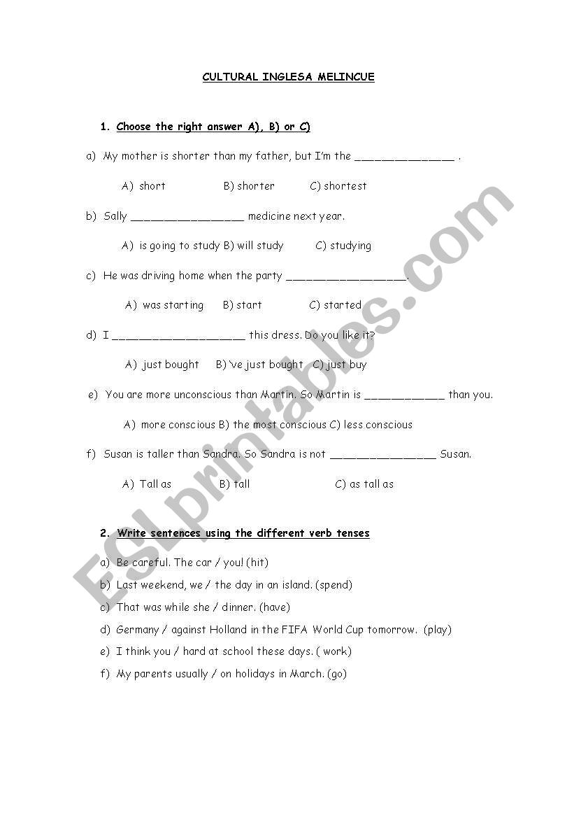 mixed tenses worksheet