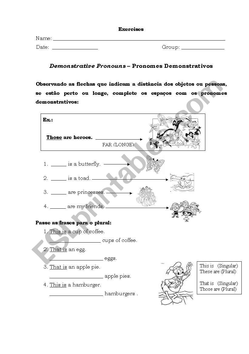 Demonstrative Pronouns worksheet