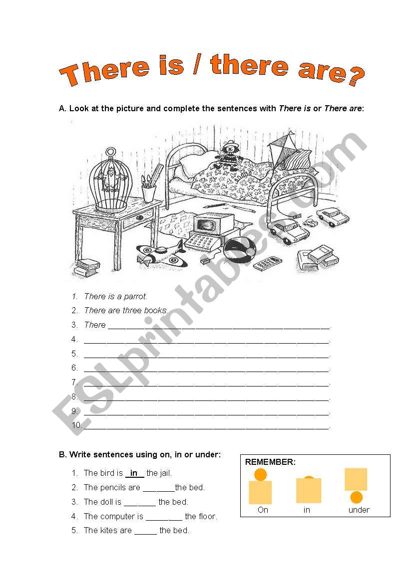 There is and prepositions worksheet