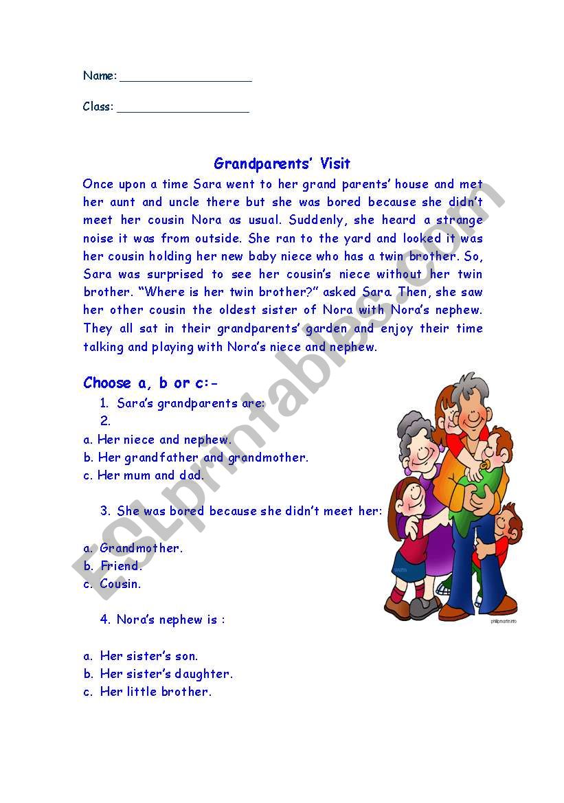 Family Reading Comprehension worksheet