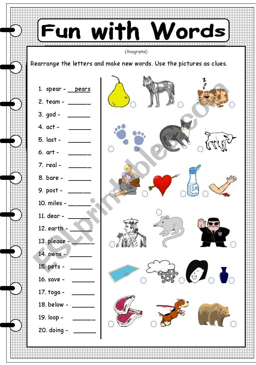 fun with words 2 worksheet