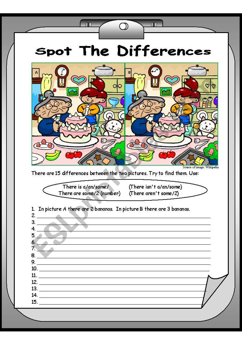 spot the differences worksheet
