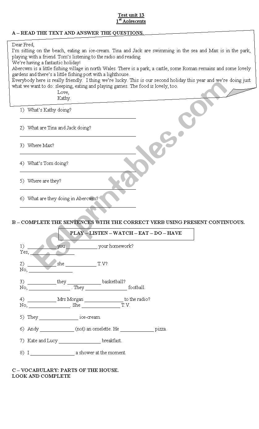 Present continuous worksheet