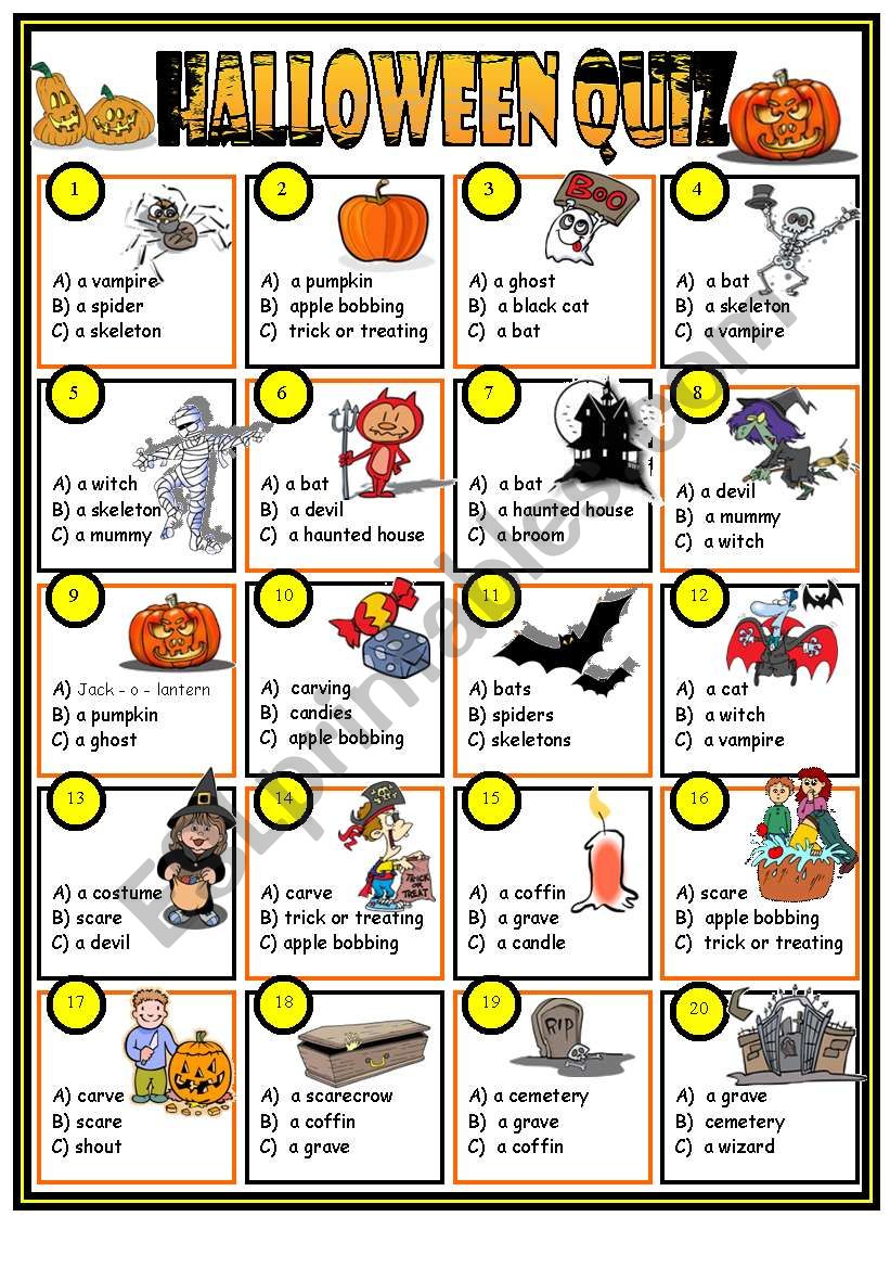 Halloween quiz (key included) - ESL worksheet by Jazuna