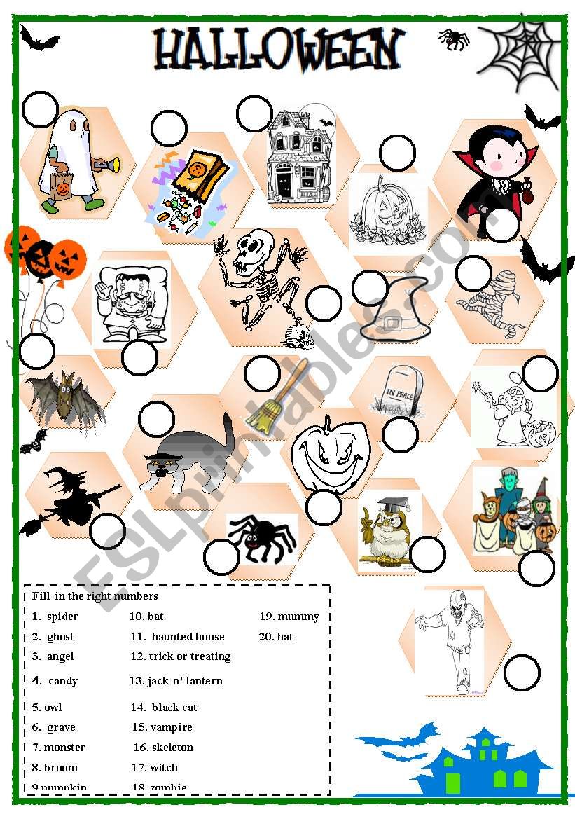 Halloween exercise worksheet