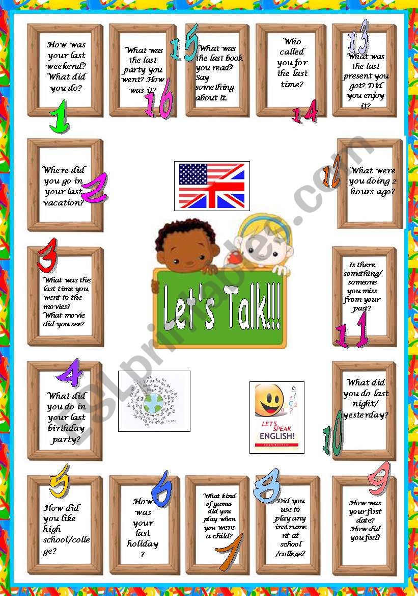 Past Tense Board Game worksheet